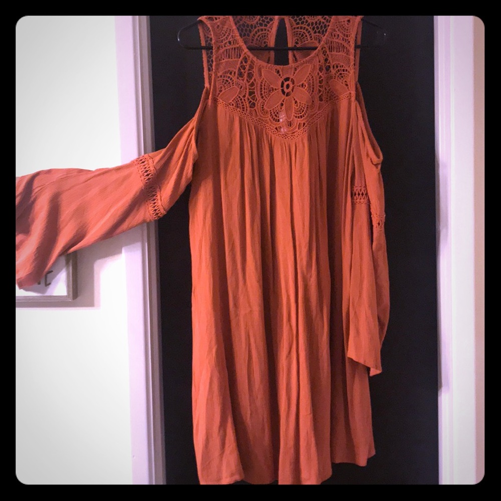 Crochet burnt orange dress